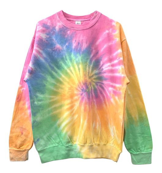 Pastel Rainbow Tie-Dye Unisex Crewneck Sweatshirt