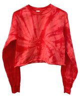 Tie-Dye Cropped Long Sleeve Unisex Tee, Hand Dyed