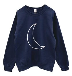 Silver Metallic Crescent Moon Unisex Crewneck Sweatshirt - Color Options Available