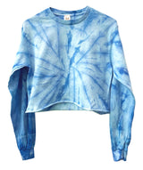 Tie-Dye Cropped Long Sleeve Unisex Tee, Hand Dyed
