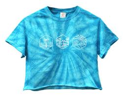 Sun and Surf Graphic Turquoise Tie-Dye Unisex Cropped Tee