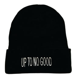 Up To No Good Embroidered Black Beanie