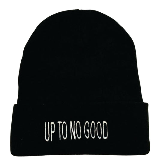 Up To No Good Embroidered Black Beanie