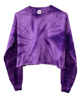 Tie-Dye Cropped Long Sleeve Unisex Tee, Hand Dyed