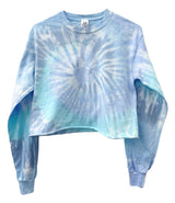 Tie-Dye Cropped Long Sleeve Unisex Tee, Hand Dyed