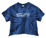 What Would Rihanna Do Navy Blue Tie-Dye Graphic Unisex Crop Top