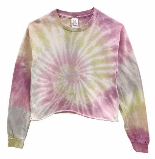 Wildflower Pink Tie-Dye Long Sleeve Unisex Cropped Tee