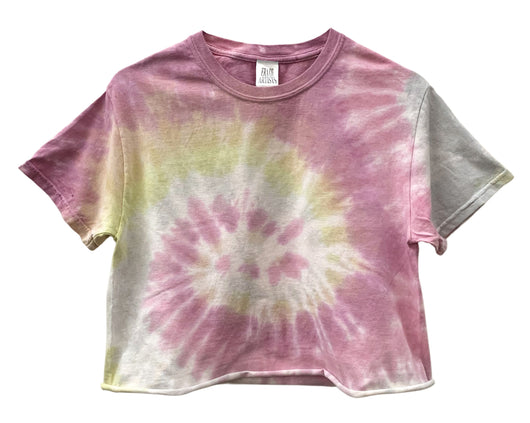 Pastel Tie-Dye Short Sleeve Unisex Cropped Tee, Hand Dyed