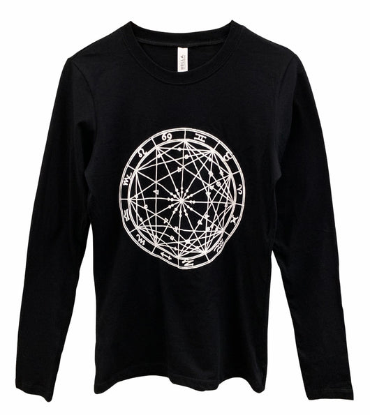 Zodiac Wheel Women's Graphic Black Lightweight Long Sleeve Tee