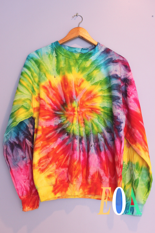Bright Rainbow Tie-Dye Unisex Crewneck Sweatshirt