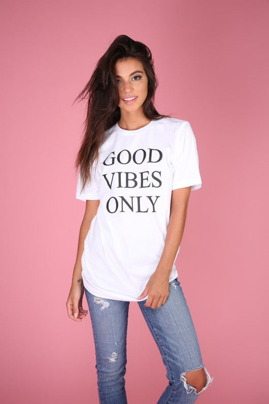 Good Vibes Only White Graphic Unisex Tee