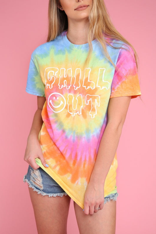 Chill Out Pastel Tie-Dye Graphic Unisex Tee