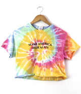 Make America High Again Pastel Rainbow Tie-Dye Graphic Unisex Crop Top