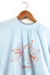 Dump Him Lilies Oversized Graphic Light Blue Cropped Unisex Tee