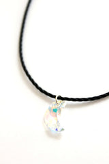 Holographic Crescent Moon Crystal Charm Choker Necklace