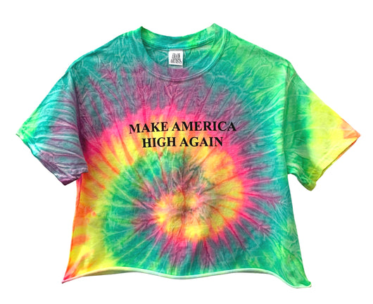 Make America High Again Fluorescent Rainbow Tie-Dye Graphic Unisex Crop Top