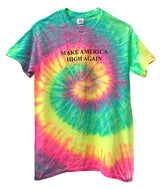 Make America High Again Fluorescent Rainbow Tie-Dye Graphic Unisex Tee