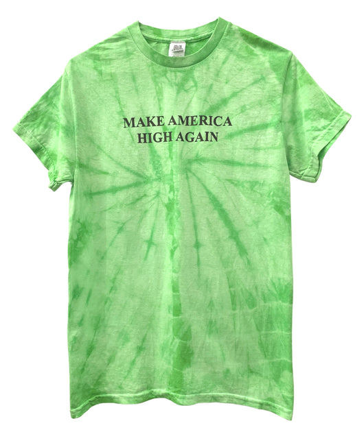 Make America High Again Lime Green Tie-Dye Graphic Unisex Tee
