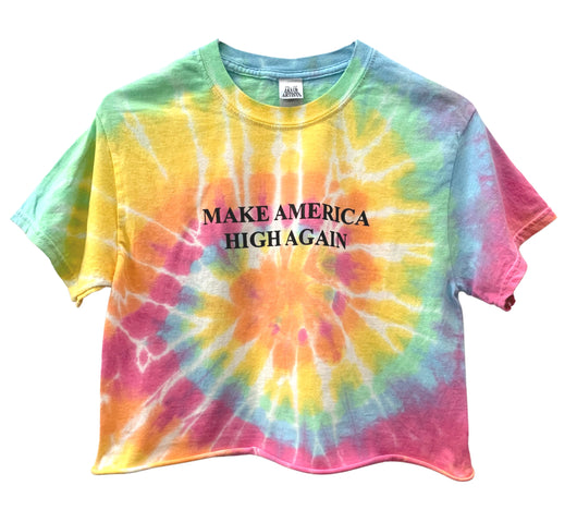 Make America High Again Pastel Rainbow Tie-Dye Graphic Unisex Crop Top