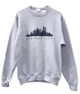 New York City Skyline Gray Graphic Crewneck Sweatshirt