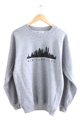 New York City Skyline Gray Graphic Unisex Crewneck Sweatshirt